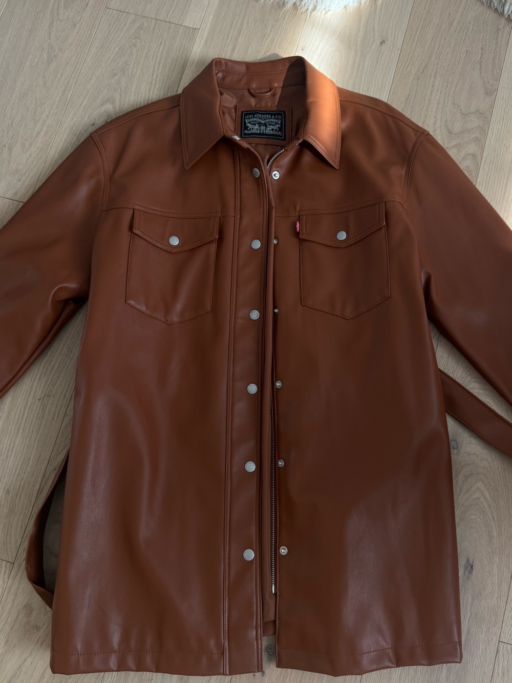 Leather Levi’s Shacket in Cognac Brown - Women's Jacket & Coat
